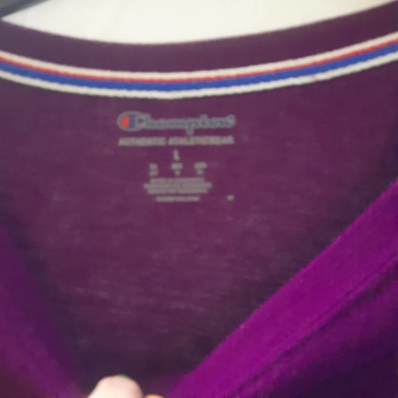 Champion Pullover Purple White Longer Crop long sleeve sweatshirt Large - Picture 3 of 6